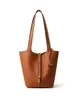 Bolso Cubo de Cuero de Vaca Togo de Capa Superior con Hebilla Dorada Extra Grande, Bolso de Hombro Tote de Gran Capacidad, Bolso de Mercado