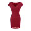 Vestido sexy y seductor de encaje con cuello en V y manga corta para mujer, nuevo estilo de verano, ajustado, elegante, vestido bodycon hueco