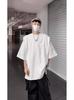 Camiseta de manga corta antiarrugas de dos piezas falsa para hombre, diseño veraniego de alta calidad, hombros descubiertos, marca de moda estadounidense, mangas largas gruesas.
