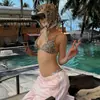 Nuevo Estilo Ins Conjunto de Bikini Floral para Mujer, Atado Sexy de Tres Piezas para Vacaciones en la Playa