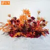 Accesorios de boda Baijie flores de simulación fila de flores decoración de boda diseño de guía de camino de pasarela mesa de flores flor de seda color champán