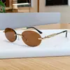 Gafas de sol sin montura ovaladas de moda marca M, estilo europeo y americano, inspiradas en celebridades para mujer, patillas metálicas de moda incrustadas con diamantes