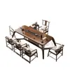 Mesa de Té Grande de Madera Maciza Estilo Canción, Color Nogal, Mesa de Té de Lujo Ligero Inspirada en el Zen, Mesa de Té para Oficina