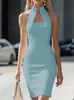 Amazon 2026 Verão Transfronteiriço Novo Estilo Diário Slim Elegante Cor Sólida Zíper Sem Mangas Vestido Bodycon Feminino