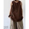 Chaleco básico retro de estilo japonés para hombre, camiseta interior informal sin mangas, holgada, de color sólido y combinable, de verano, de marca popular
