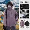 Chaqueta Nueva de Mujer para Otoño e Invierno Chaqueta Tres en Uno Desmontable Chaqueta con Capucha Cálida a Prueba de Viento para Exteriores