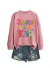 Amazon eBay site independente casual e confortável feminina "sempre seja gentil" graffiti floral estilosa moletom para comércio exterior