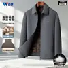 Chaqueta de Lana Doble Cara para Hombre con Forro de Plumas Desmontable Gruesa Cálida Cuello Solapa Corta Chaqueta de Invierno