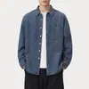 Camisa de mezclilla estilo workwear retro americano 2026, estilo old money, prenda exterior de alta gama para hombre, corte holgado, versátil, camisa casual de manga larga