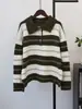 Suéter de punto con cuello y rayas de contraste, nuevo estilo Otoño e Invierno 2026, jersey suave holgado y casual para mujer