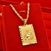 Colgante Guan Gong Marca Wushi con Patrón de Dragón y Fénix Chapado en Oro Seguro Oro Ardiente Guanyin Marca Cuadrada Palabra de Bendición Collar Buda Maitreya para Mujer