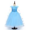 Vestido de Princesa Elsa sin Mangas Frozen Elsa Vestido de Niña Azul Falda Abullonada Dropshipping Transfronterizo