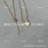 Collar de Trébol de Cuatro Hojas de Nácar Blanco L Dior para Mujer, Colgante Redondo Vintage en Forma de Diamante, Plata 925, Cadena para Clavícula de Oro Rosa de 18K