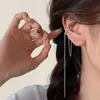 Brincos longos de alta qualidade com estampa de gato antigo Ning, sem furos para orelhas, corrente de azulejo geométrico, clipe de orelha feminino de celebridade da Internet, elfo