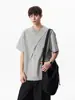 Camiseta Unisex de Verano de Manga Corta, Corte Diagonal Tridimensional Plegado, Ajuste Holgado y Cuadrado, Versátil para Pareja, Cleanfit