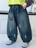 Pantalones Vaqueros Curvos para Niños Primavera y Otoño Estilo Coreano Infantiles Guapos Sueltos Casuales Pantalones con Estilo para Bebé Comercio Exterior
