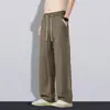 Pantalones de Lino Tencel para Hombre Casual Largos 2026 Verano Delgados Holgados Rectos Transpirables Caída Suave Pantalones de Seda de Hielo