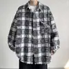 Camisa a Cuadros Suelta de Manga Larga de Moda Estilo Hong Kong para Hombre, Chaqueta Casual Oversize Elegante de Gama Alta, Primavera y Otoño 2026