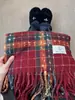Cachecol Rosa Xadrez Houndstooth com Franjas Estilo Coreano para Mulheres Inverno Novo Retrô Quente Cachecol e Xale de Imitação de Caxemira Uso Duplo