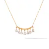 Collar Colgante de Moda para Mujer Estilo Ins Europeo y Americano Versátil Tendencia Acero Inoxidable Incrustado con Circonita Forma de Lágrima Lujo Ligero Gama Alta