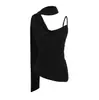 Camisola de un hombro con hombro inclinado de Deseo Puro para Mujer Diseño de Verano Chica Caliente Sexy Top Irregular con Pliegues en la Cintura