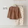 Conejo de Pan 2026 Otoño/Invierno Nuevo Conjunto de Ropa de Casa para Niños y Niñas con Cuello Redondo de Algodón Peinado con Licra Clase A Dibujos Animados