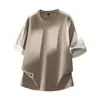 Camiseta masculina de manga curta verão fina tendência marca solta bloco de cores versátil plus size manga meia-manga roupas masculinas de verão
