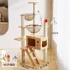 Estrutura de escalada para gatos Douyin Xiaohongshu, brinquedo para gatos de placa de densidade com desconto, arranhador sisal com pena giratória, estrutura de escalada para gatos de placa de densidade
