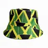 Sombrero de pescador con estampado digital transfronterizo para hombre y mujer, sombrero tipo cubo con protección solar de la bandera de Jamaica, sombrero moderno de hip-hop de doble cara