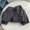 Calça de Moletom Lisa com Punho Painel de Cor Lisa Forrada com Lã Espessa Roupa de Inverno Calça de Algodão Calça Quente Calça Longa Petite