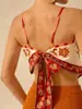 Zt6616 Verão Novo Estampado Suspensório Estilo Boho Resort Top Curto