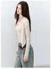 VIAPITTI Camisola Jacquard de Encaje Falso Dos Piezas con Cardigan de Atar Enfoque de Espejo 9182