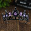 Corona para el Cabello Nupcial Europeo y Americano Tocado Cruzado de Venta Caliente Transfronteriza Cumpleaños Pedrería Corona Oscura Disfraz de Halloween Accesorios Barrocos