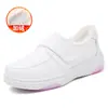 Novos sapatos de enfermagem outono e inverno para mulheres, com forro de fleece, design espessado, estilo versátil, solas grossas simples e confortáveis, respiráveis e antiderrapantes, exclusivamente para vendas transfronteiriças