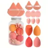 Huevo de Belleza Combinado Transfronterizo Set de 14 Piezas Mini Triangular Esponja para Dedos Esponja Huevo de Base de Maquillaje Huevo de Maquillaje