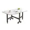 Mesa de comedor plegable para el hogar, mesa rectangular de cocina simple y moderna con ruedas, adecuada para apartamentos pequeños y viviendas de alquiler