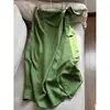 2026 Nova Saia Casual Slimming de Linho Tencel com Fenda Frontal Cor Sólida Longa Atacado N4Dq6111