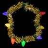 Collar navideño Coolette con luz LED intermitente, decoración para árbol de Navidad, guirnalda de lana a rayas, joyería luminosa navideña.