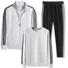 Fato esportivo masculino de fábrica em três peças primavera e outono roupa esportiva para corrida jaqueta suéter casual de três listras