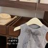 Pequena Salgadinha Limão SeteBailarina! Vestido Colete Acolchoado Laisi Cinza com Toque Gelado e Costela Fina Vestido Doce de Princesa para Meninas