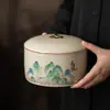 Tarro Grande de Té Suelto Pu'Er Cerámica Retro China Sellado a Prueba de Humedad Tarro de Almacenamiento para Té Negro Té Verde con Tapa
