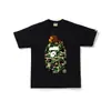 Marca de Tendencia Transfronteriza Camuflaje Cabeza de Simio Manga Corta Casual Estilo Japonés Top Camiseta de Manga Corta Bape Unisex Corte Holgado