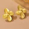 Es0005 Pendientes Clásicos Europeos y Americanos de Lujo Ligero con Diseño de Rosca Redonda de Acero Inoxidable Joyería de Oreja Versátil y de Moda para Mujeres