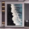 Pintura Decorativa de Textura Gruesa Pintada Puramente a Mano Blanco y Negro Gris Pintura de Olas de Alta Gama Entrada de Sala de Estar Relieve Estéreo Pintura Colgante Grande