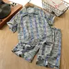 Conjunto de Algodón y Seda para Niños 2026 Verano Estilo Delgado Conjunto de Dos Piezas de Pantalones Cortos de Manga Corta para Niños Ropa de Casa Transpirable y Amigable con la Piel para Niños Mayores