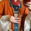 Colar com borlas de nuvem com cadeado vermelho da paz, novo estilo chinês, estilo nacional, estilo Ming, Hanfu, Cheongsam, acessórios para saia com rosto de cavalo