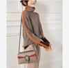 Suéter de Terciopelo de Diseño Nicho Retro Moderno para Mujer Otoño e Invierno Holgado Cuello Alto Tejido de Lana Bloques de Color Top