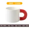 Caneca Cerâmica Fofa Desenho Animado Color Block com Alça Grossa e Corpo Arredondado, Copo de Água, Copo de Café, Caneca de Escritório, Presente Corporativo