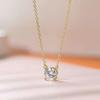 Collar con Colgante de Cadena para Clavícula de Mujer con Moissanita Blanca Chapado en Oro de 18K, Clásico de Cuatro Garras, Diamante Simulado de 2 Quilates, Estilo Chanel