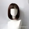 Comércio exterior nova peruca europeia e americana feminina cabelo liso curto cabeça bobo franja repartida no meio touca de fibra química em estoque perucas atacado